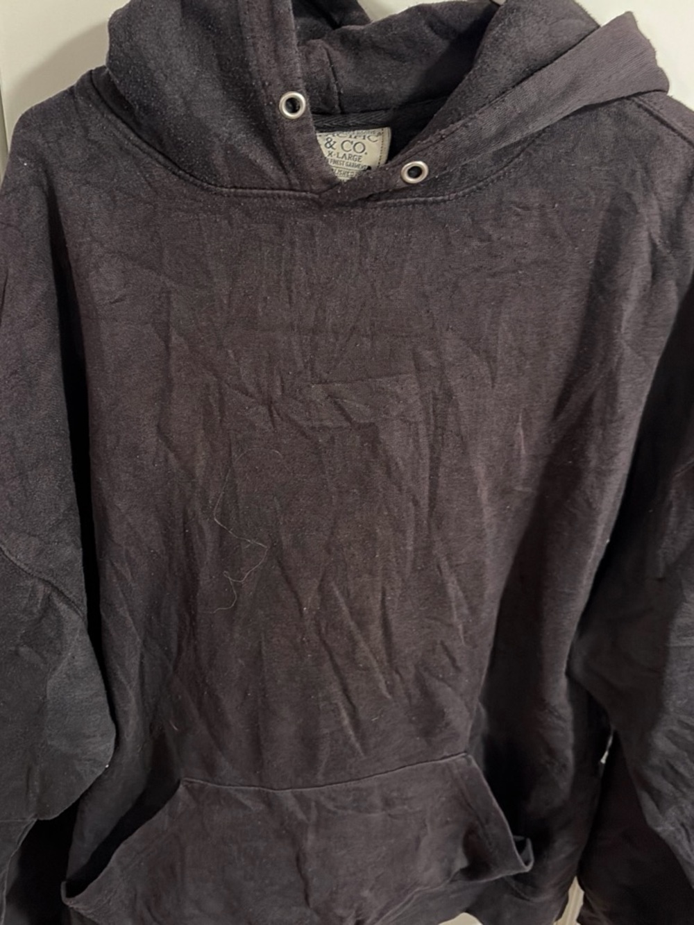 CO Men's Black Crewneck Hoodie Pullover